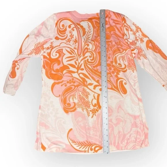 TALBOTS SLUB COTTON V-NECK SWEATER PAISLEY - Women’s M Orange - Picture 13 of 15